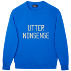 Made-in-England "Utter Nonsense" Embroidered Jumper Bright Blue/Ivory Archive Edit in Bright Blue