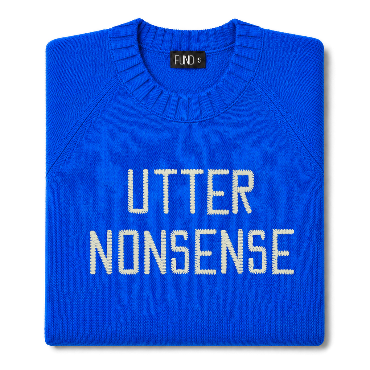 utter-nonsense-embroidered-jumper-bright-blue-ivory-archive-edit folded