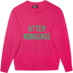 Made-in-England "Utter Nonsense" Embroidered Jumper Bright Pink/Green Archive Edit in Bright Pink