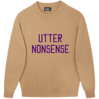 Made-in-England "Utter Nonsense" Embroidered Jumper Camel/Purple Archive Edit in Camel