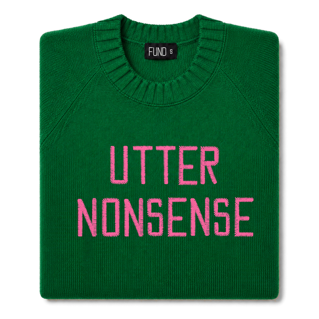 utter-nonsense-embroidered-jumper-green-bright-pink-archive-edit folded
