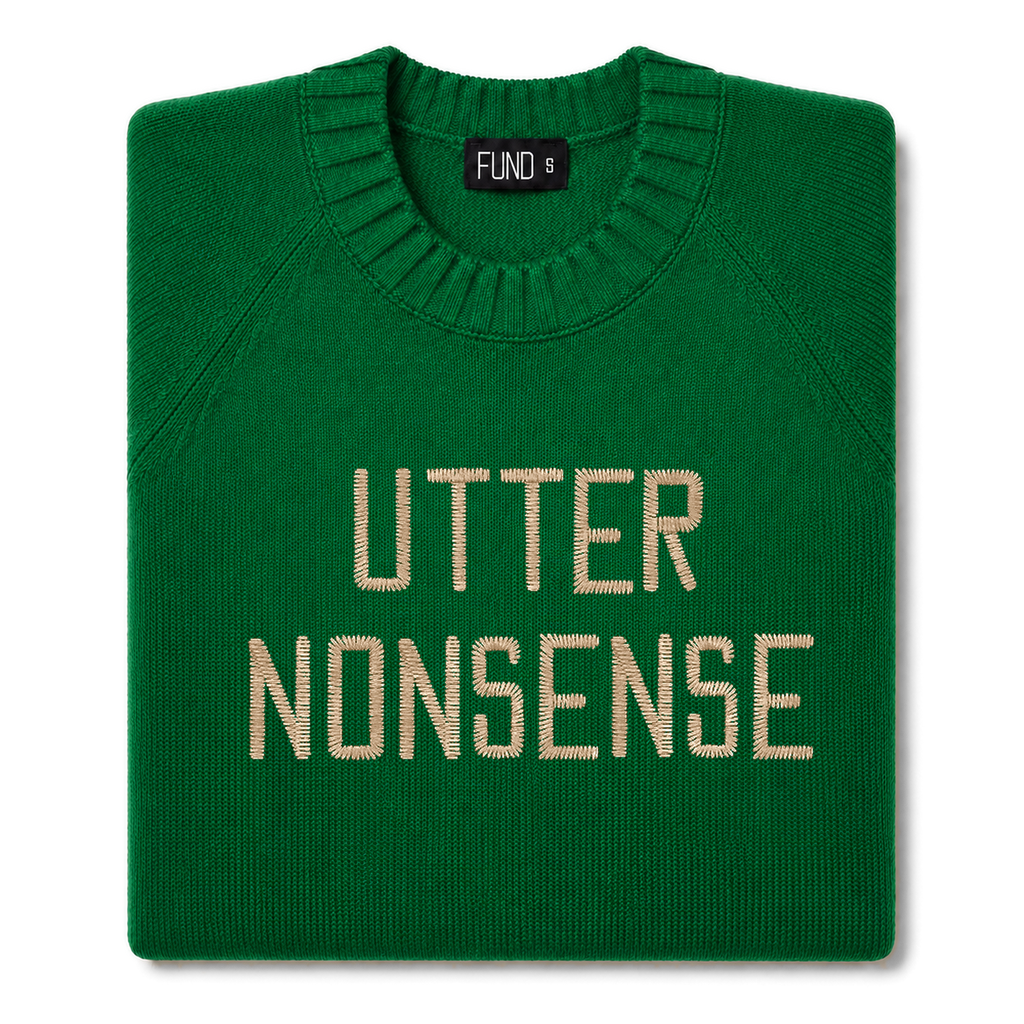 utter-nonsense-embroidered-jumper-green-gold-archive-edit folded