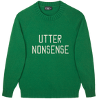 Made-in-England "Utter Nonsense" Embroidered Jumper Green/Ivory Archive Edit in Green