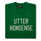Made-in-England "Utter Nonsense" Embroidered Jumper Green/Ivory Archive Edit