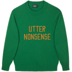 Made-in-England "Utter Nonsense" Embroidered Jumper Green/Orange Archive Edit in Green