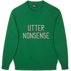 Made-in-England "Utter Nonsense" Embroidered Jumper Green/Pale Pink Archive Edit in Green