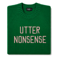 Made-in-England "Utter Nonsense" Embroidered Jumper Green/Pale Pink Archive Edit
