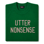 Made-in-England "Utter Nonsense" Embroidered Jumper Green/Pale Pink Archive Edit