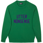 Made-in-England "Utter Nonsense" Embroidered Jumper Green/Purple Archive Edit in Green