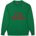 Made-in-England "Utter Nonsense" Embroidered Jumper Green/Red Archive Edit in Green