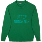 Made-in-England "Utter Nonsense" Embroidered Jumper Green/Turquoise Archive Edit in Green