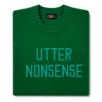 Made-in-England "Utter Nonsense" Embroidered Jumper Green/Turquoise Archive Edit