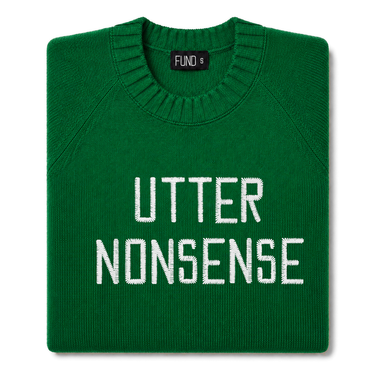 utter-nonsense-embroidered-jumper-green-white-archive-edit folded