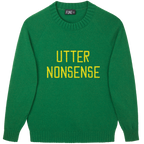 Made-in-England "Utter Nonsense" Embroidered Jumper Green/Yellow Archive Edit in Green