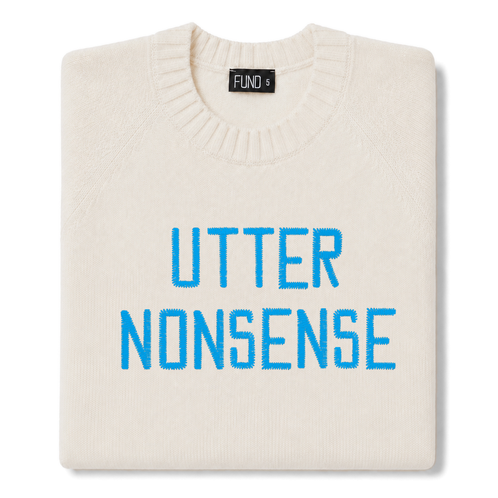utter-nonsense-embroidered-jumper-ivory-bright-blue-archive-edit folded