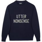 Made-in-England "Utter Nonsense" Embroidered Jumper Navy/Ivory Archive Edit in Navy