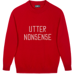 Made-in-England "Utter Nonsense" Embroidered Jumper Red/Pale Pink Archive Edit in Red