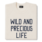 Made-in-England "Wild and Precious Life" Embroidered Jumper Ivory/Navy Archive Edit