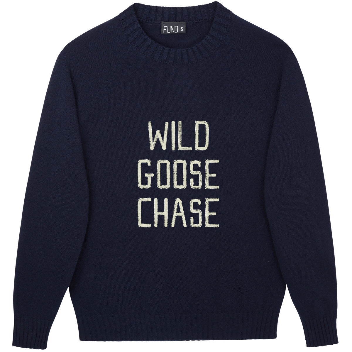 Made-in-England "Wild Goose Chase" Embroidered Jumper in Navy