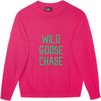 Made-in-England "Wild Goose Chase" Embroidered Jumper Bright Pink/Green Archive Edit in Bright Pink
