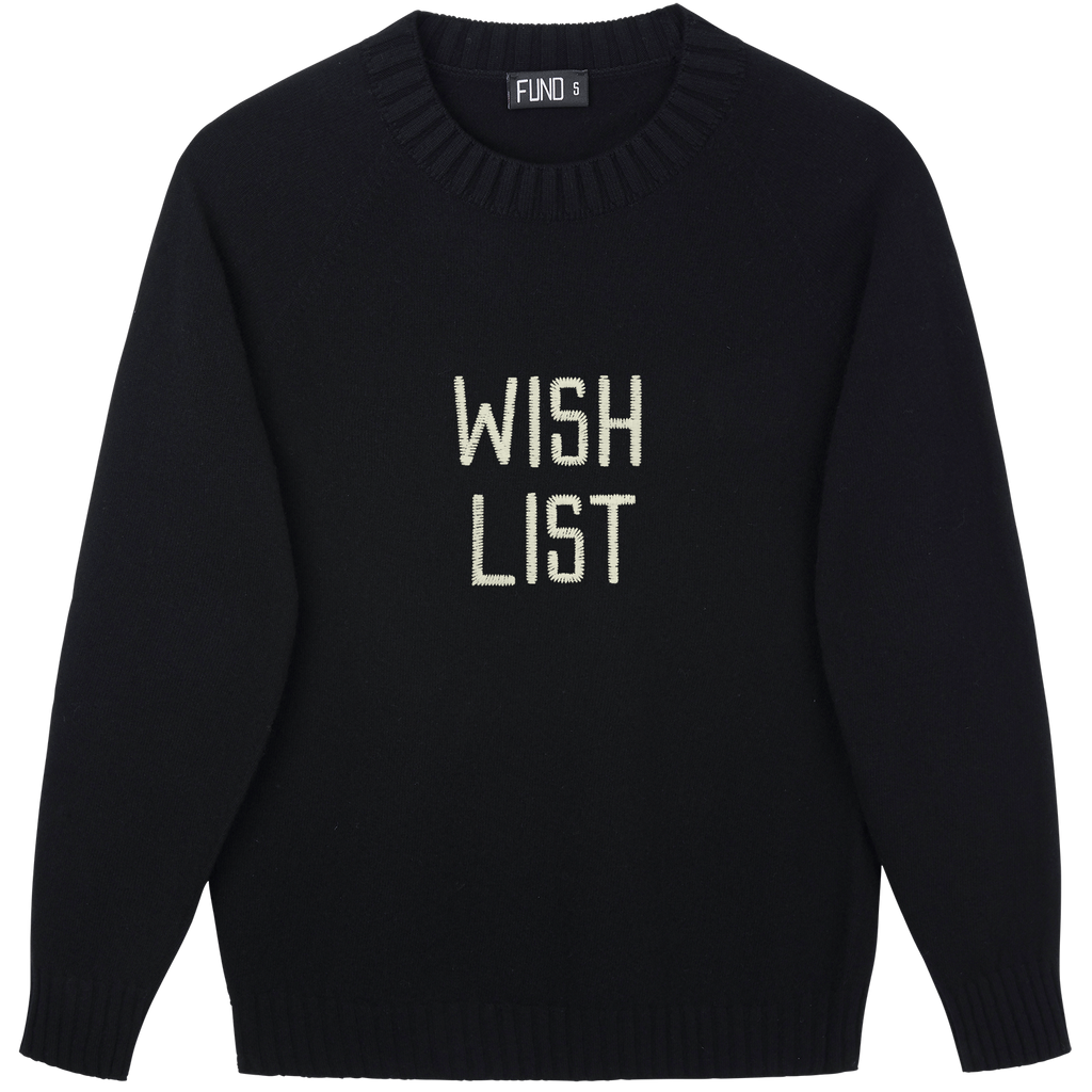 Made-in-England "Wish List" Embroidered Jumper Black/Ivory Archive Edit in Black