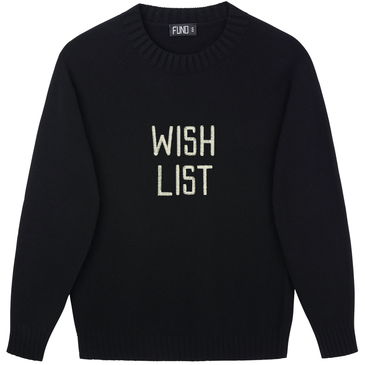 Made-in-England "Wish List" Embroidered Jumper Black/Ivory Archive Edit in Black
