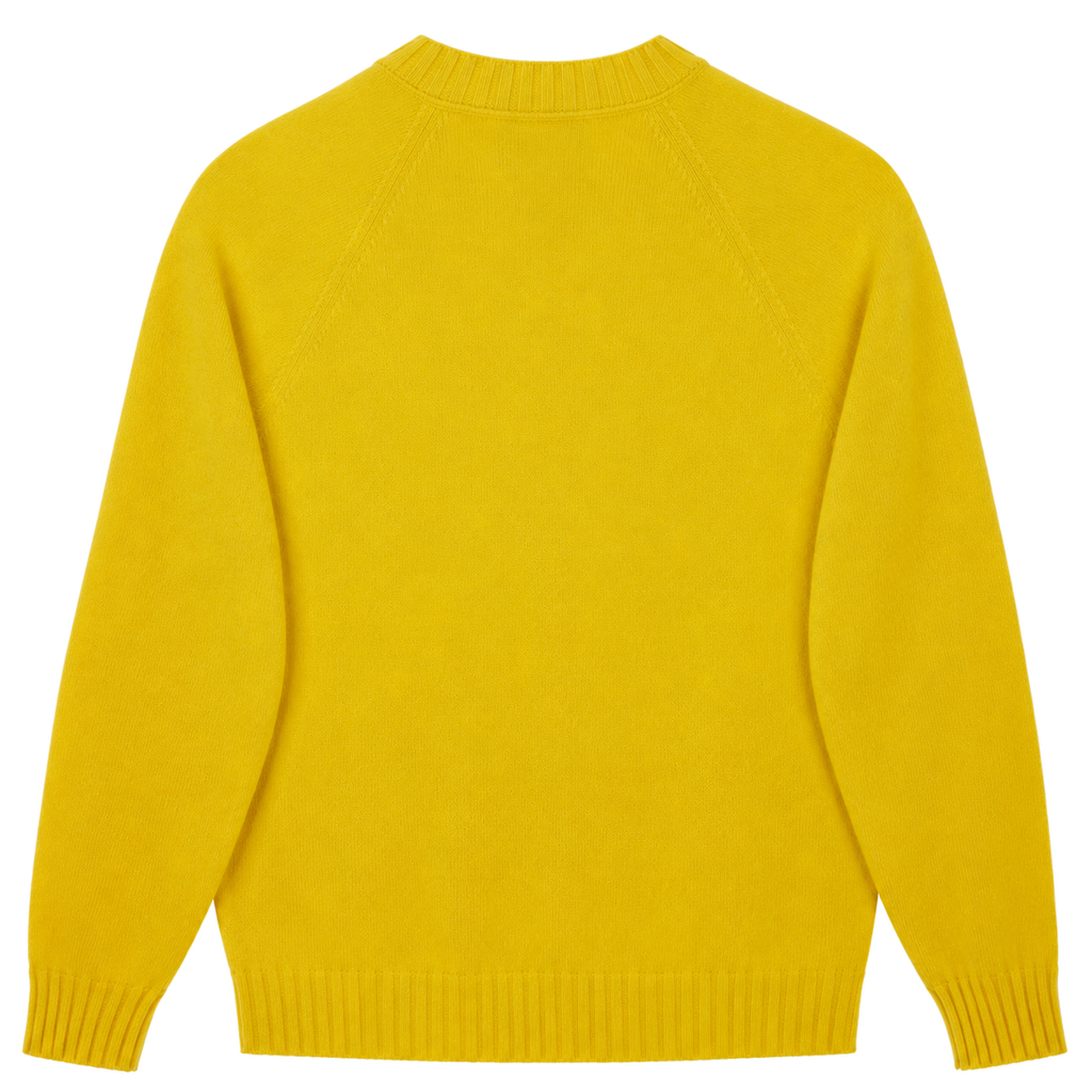 Made-in-England "Trouble" Embroidered Jumper Yellow/Navy Archive Edit